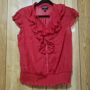 Amy wear,Size XL, blouse,Red/ gold threads,flowing overlay. Cami underlay